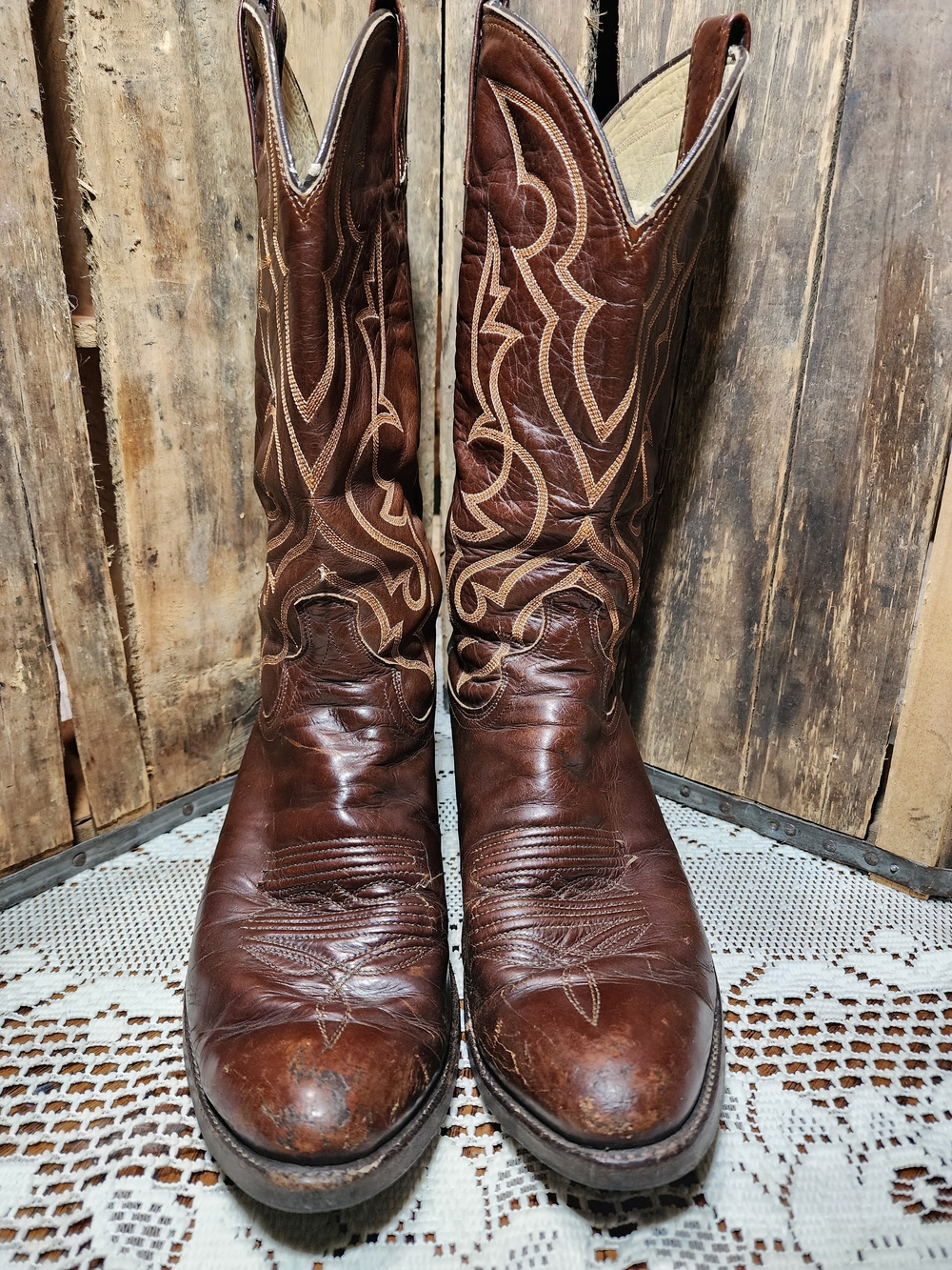 Men's Vintage Dan Posts Brown Leather Western Cowboy Boots